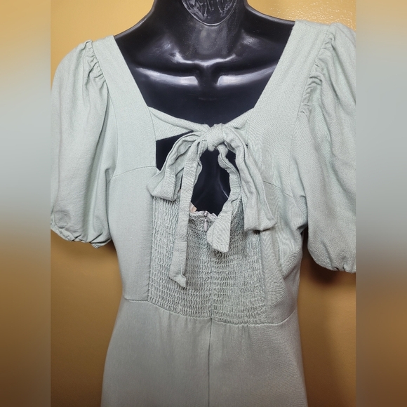 Altar’d State Trish Green Linen Blend Cottagecore Midi Dress sz M - Picture 6 of 13